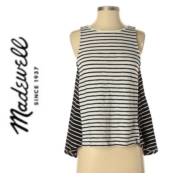 ⭐️2/$30 Madewell black and white tunic tank S/XS - Picture 2 of 7